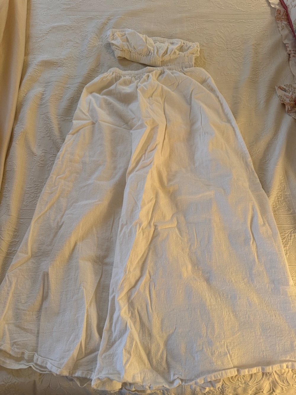 Princess Polly Cream Strapless Smocked Crop Top & Skirt Set